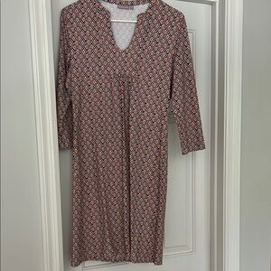 Elegant Geometric Print Dress - pink and gray